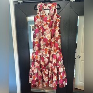 Sachin + Babi Floral Dress with Pink and Red Accents.